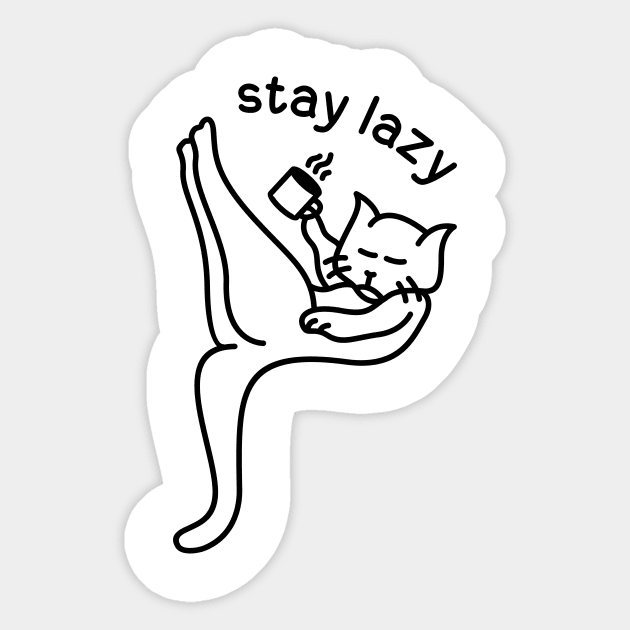 Lazy Cat Drink Coffee 2 Sticker by VEKTORKITA